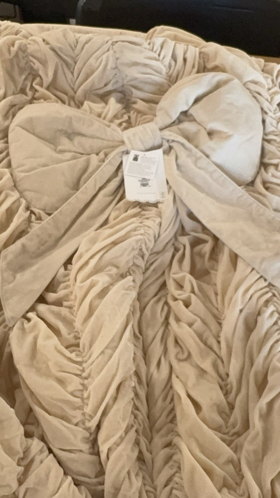 Pottery Barn Teen Large LoveShackFancy Smocked Velvet Bean Bag Chair Cover Only