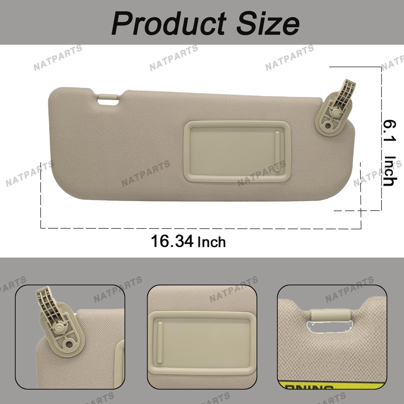 Pair Beige Side Sun Visor for 2011-2015 Hyundai Elantra 852103X000TX