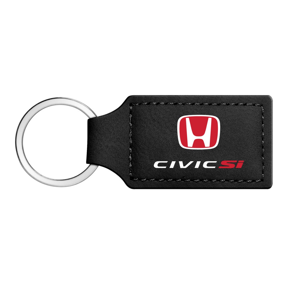 Honda Civic Si Rectangular Black Leather Key Chain