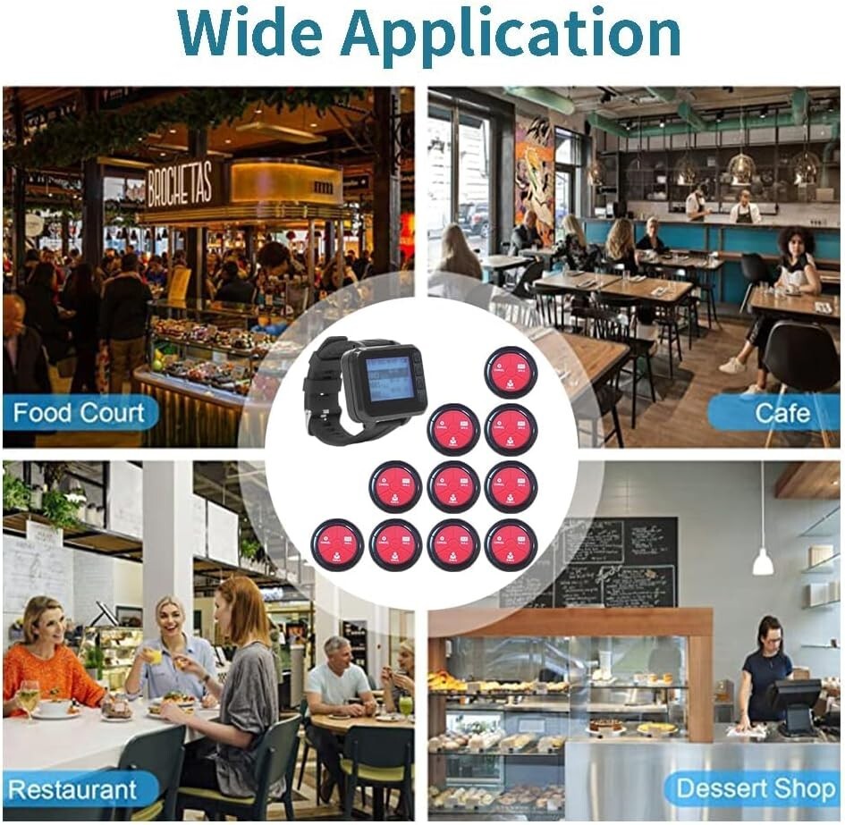Restaurant Pagers for Servers Wireless Waiter Call system Waterproof