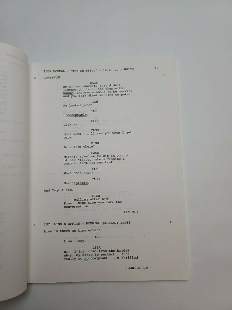 ALLY MCBEAL / David E. Kelley 2000 Script, Robert Downey Jr. "The Ex-Files"