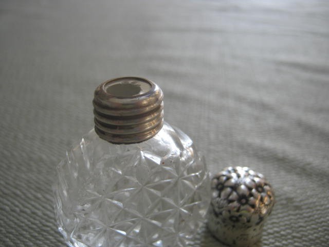 Antique Gorham Whiting Sterling Repousse Top Perfume Scent Bottle, 925 Fine