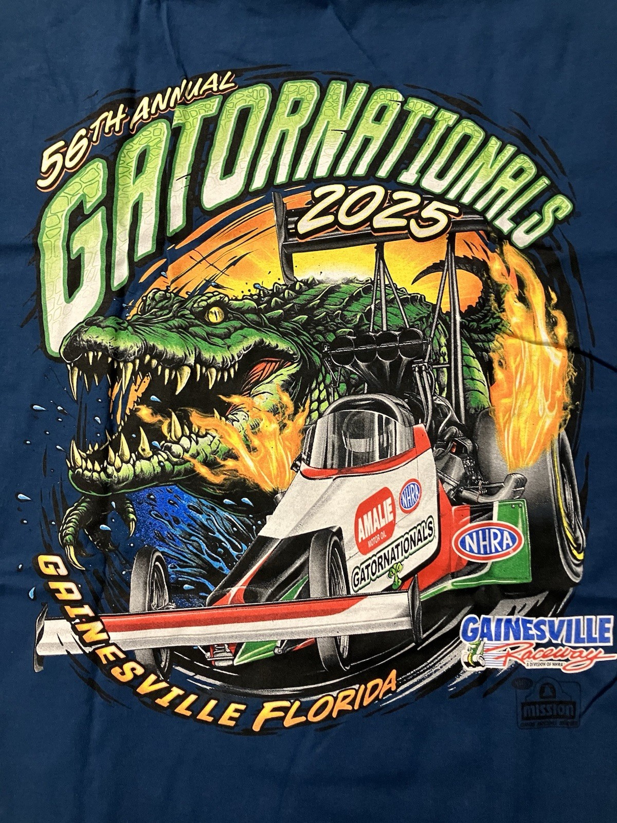 LOT OF 6 NHRA DRAG RACING OFFICAL 2025 GATOR NATIONAL EVENT SHIRTS blue SIZE 2X