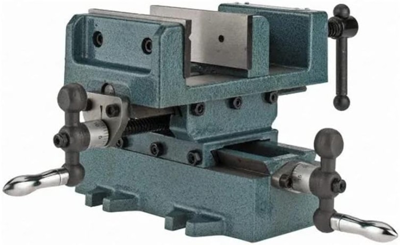 Versatile Cross-Slide Vise with Hardened Jaws for Vertical & Horizontal Clamping