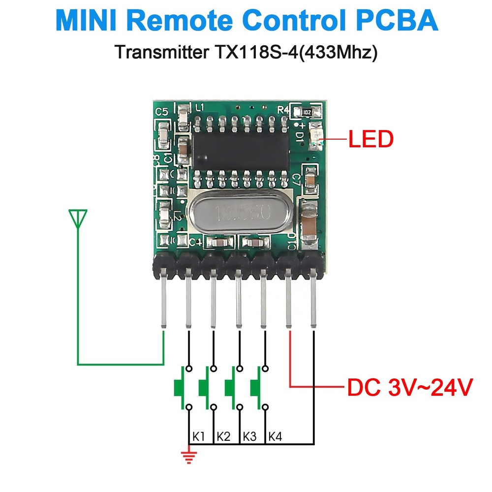 6pcs 433mhz Wireless RF Transmitter and Receiver Wireless 4 Channel Output Li...