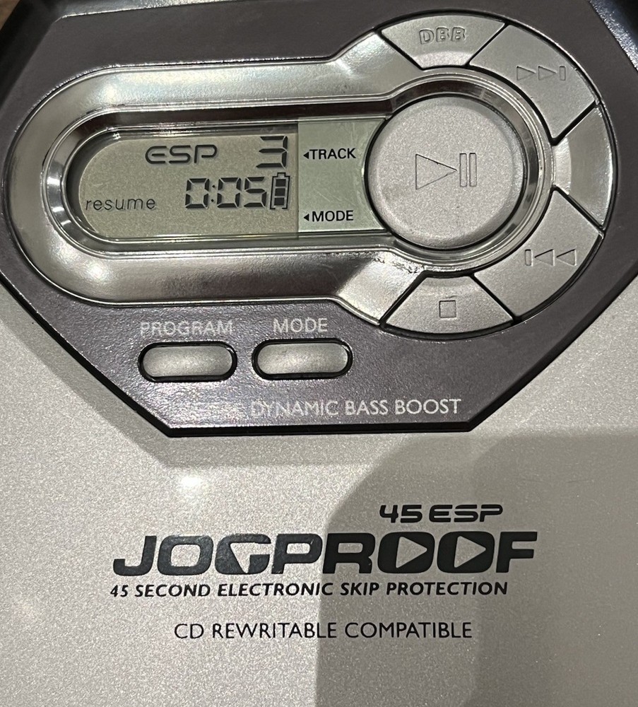 Philips Jogproof Portable CD Player 45 ESP CD Rewritable Tested & Works Vintage