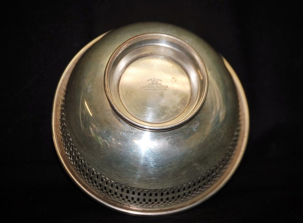 FB Rogers Silver Co Pierced Candy Bowl Dish Silverplate Pattern 1912 Vintage