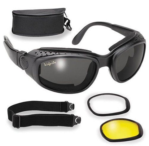 AIRFOIL 9100 SUNGLASS GOGGLE KIT BLACK FRAMES THREE INTERCHANGEABLE LENSES