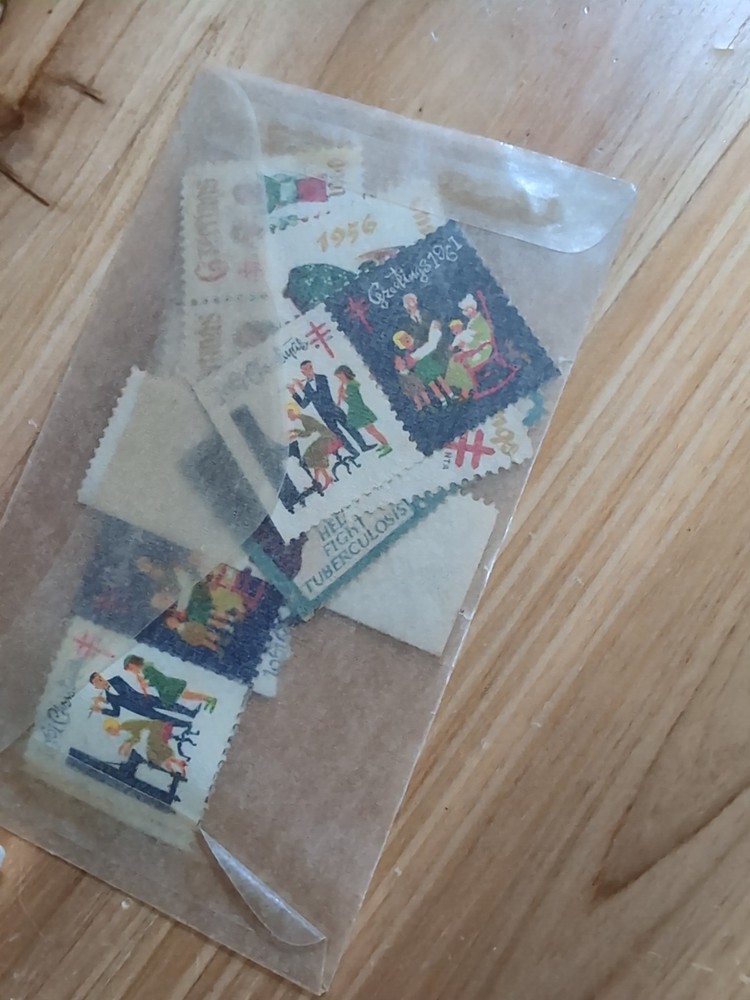 Vtg. White Ace Christmas Seals Folder W/Page Lifters & Historical US Pages *Read