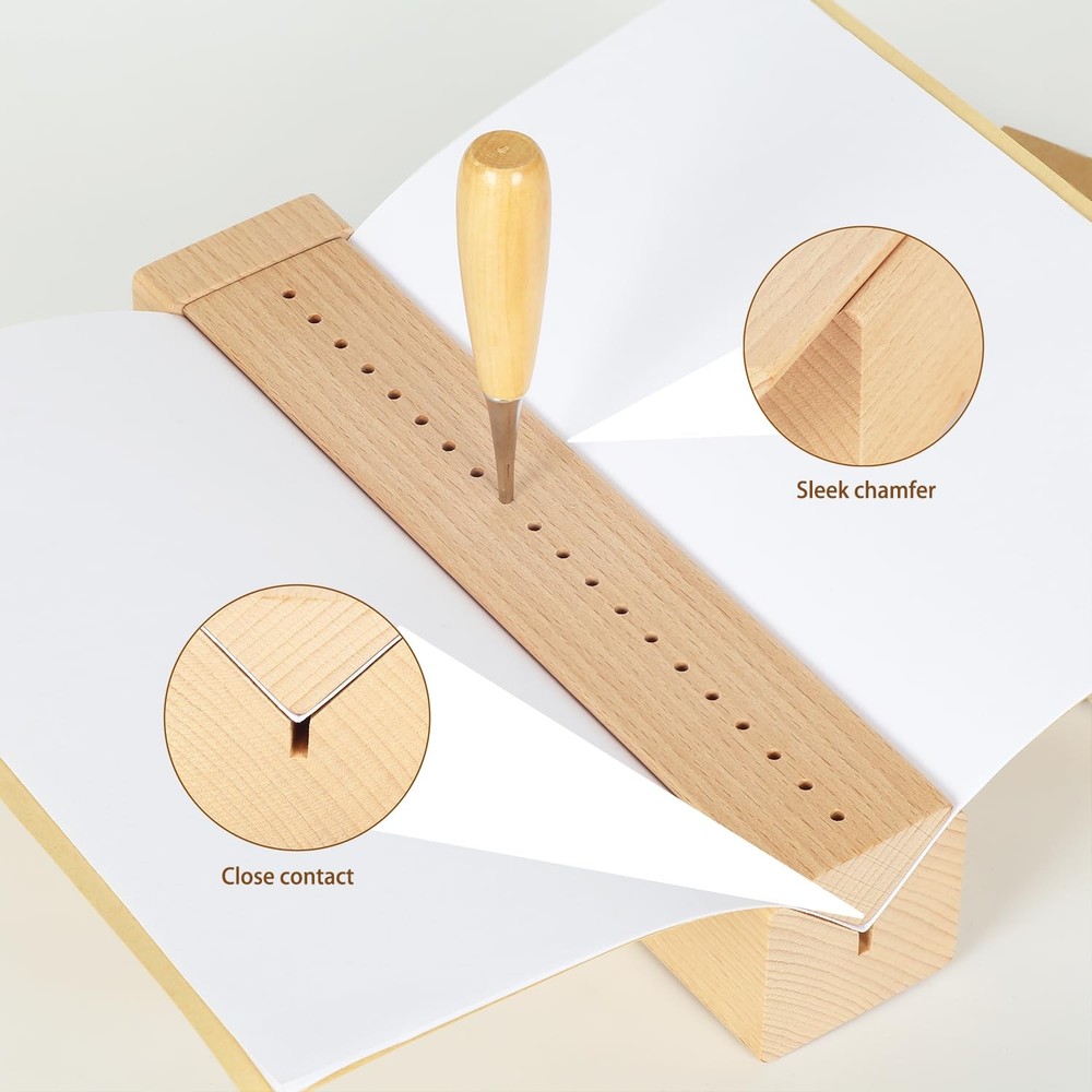 Beech Wood Book Binding medium size, Cradle&Awl