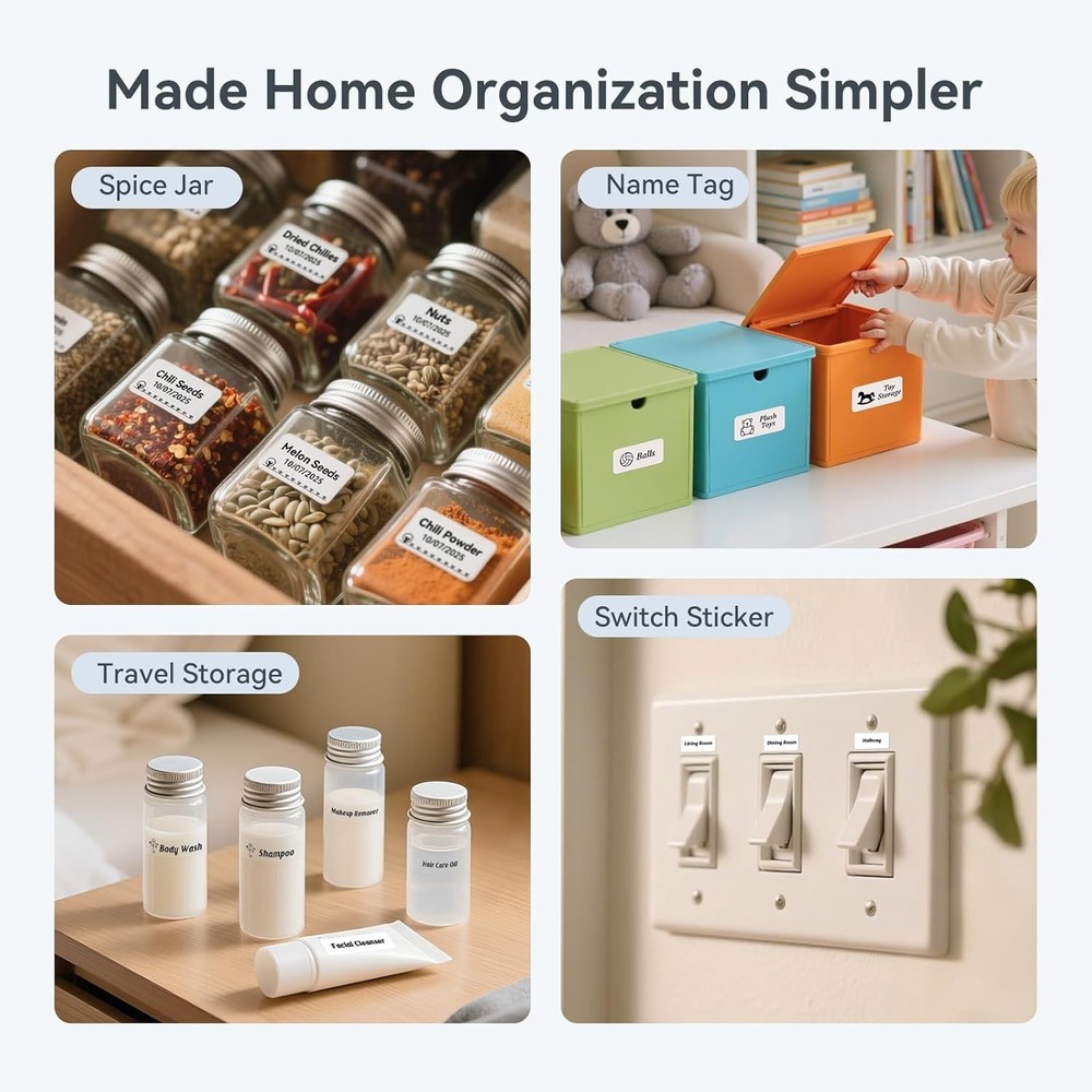 D110 Mini Label Maker: 203 DPI Bluetooth Thermal Printer for Effortless Labeling