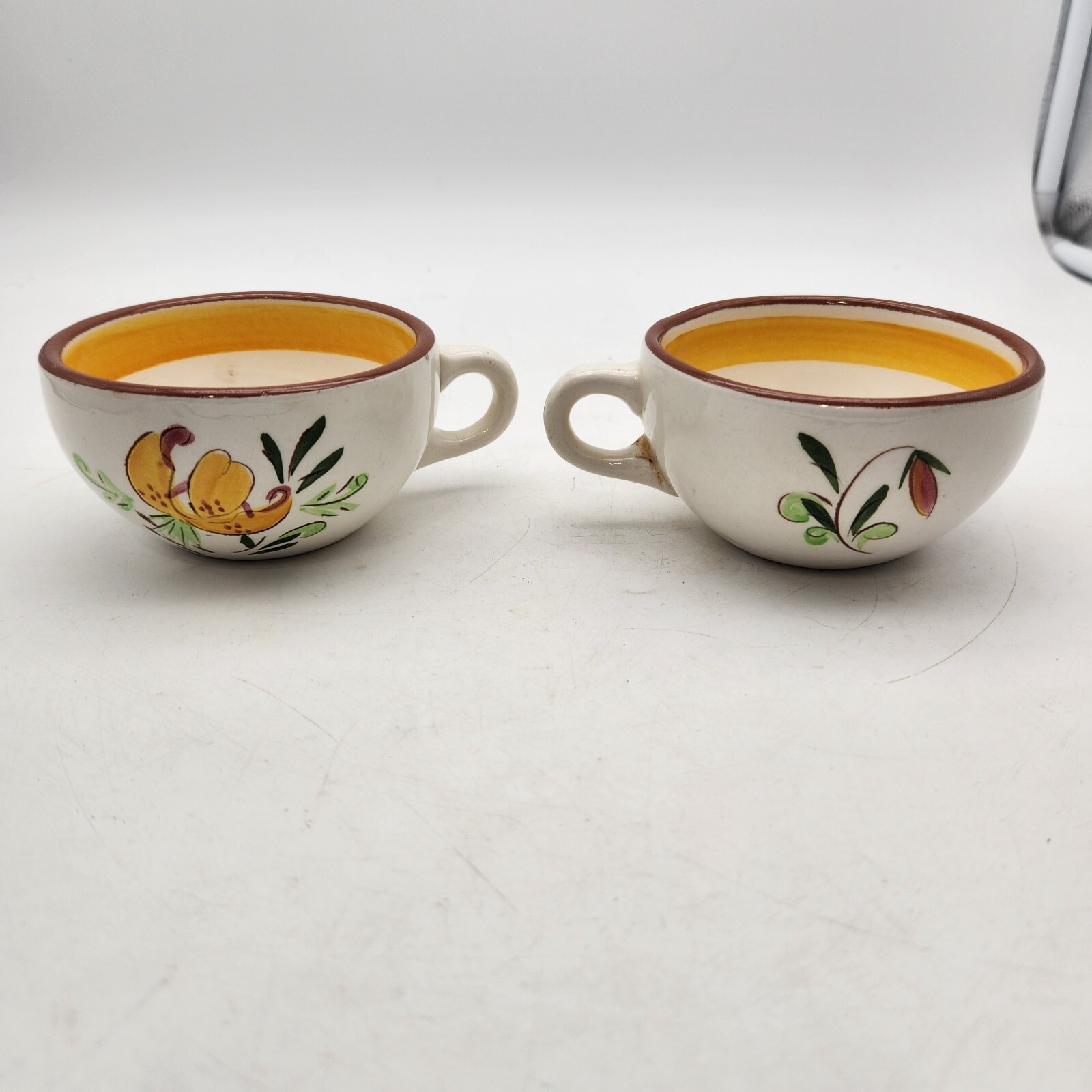 1950's Stangl Pottery Tiger Lily Hand Painted Cups #3965 Lot of 2 USA 2" Tall