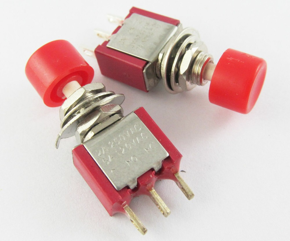 1pc Red Momentary SPDT Push Button Normal Open/Close Switch 3Pin 2A 250V/5A 120V