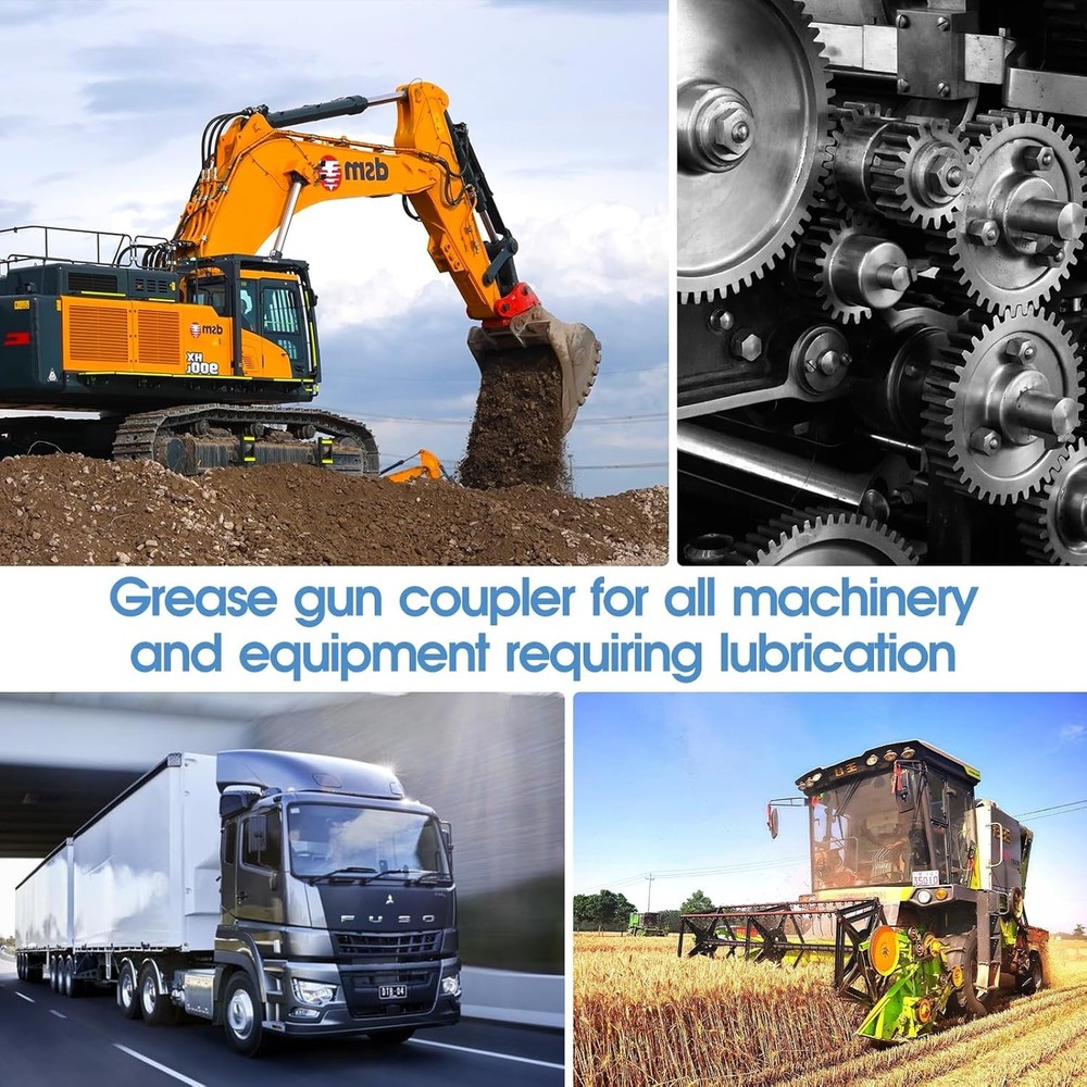 Compact 12000 PSI Grease Gun Coupler for Efficient Greasing in Tight Spaces