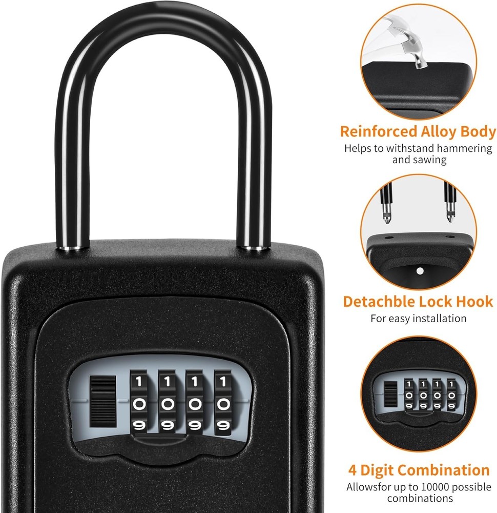 Portable Key Security Lock Box, Weatherproof, 2 Pack