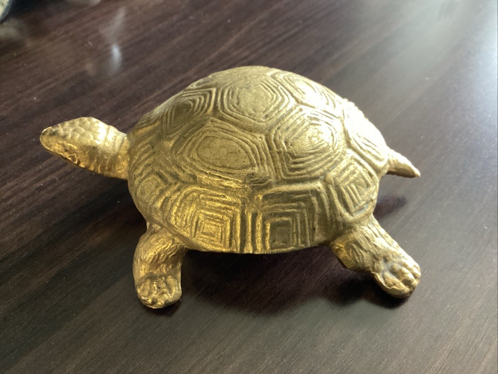 Pre-Owned Brass Turtle Signed T.C.