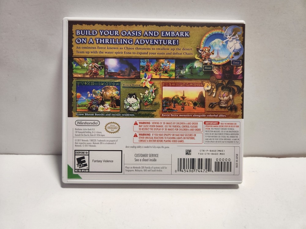 Ever Oasis (Nintendo 3DS) Original Case & Manual Only
