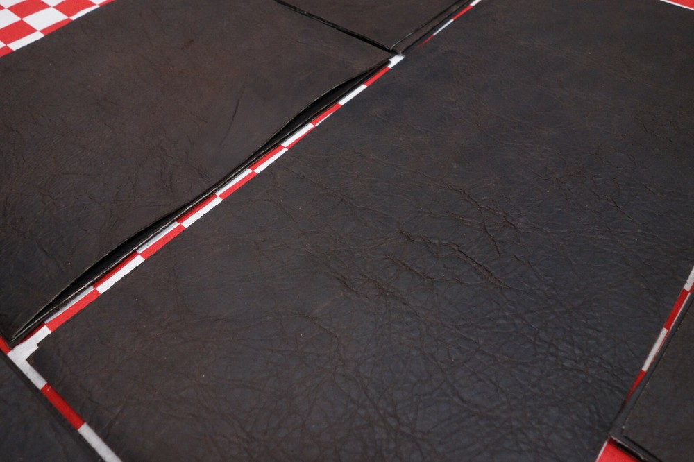 HORWEEN EBONY ROWDY SHRUNKEN BISON 4 oz. LEATHER, UNEVEN BACK TEXTURE, COLOR..