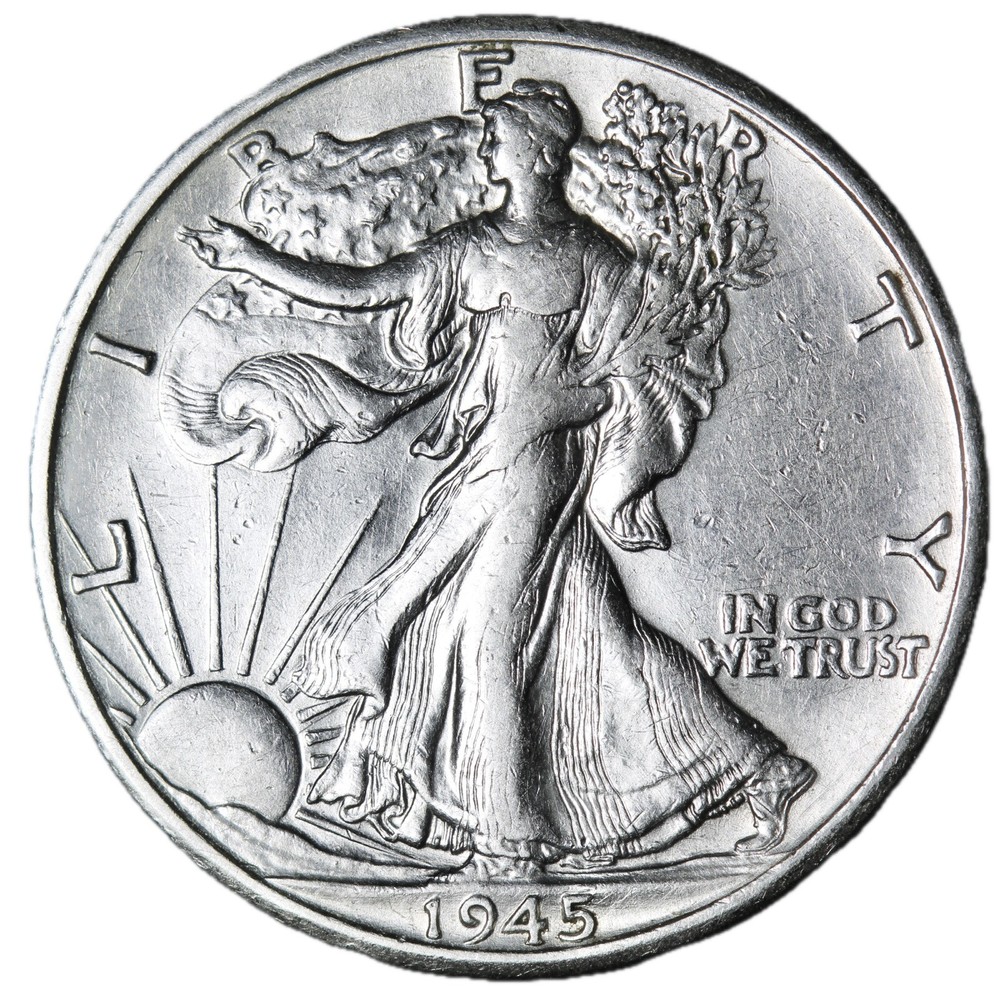 1945-D Walking Liberty Half Dollar In AU Condition