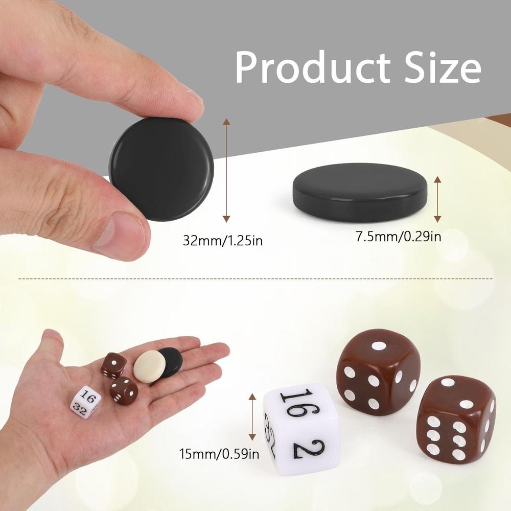 Checkers Pieces -Backgammon Pieces-Dark Brown/Natural 15tablets Each (Black a...