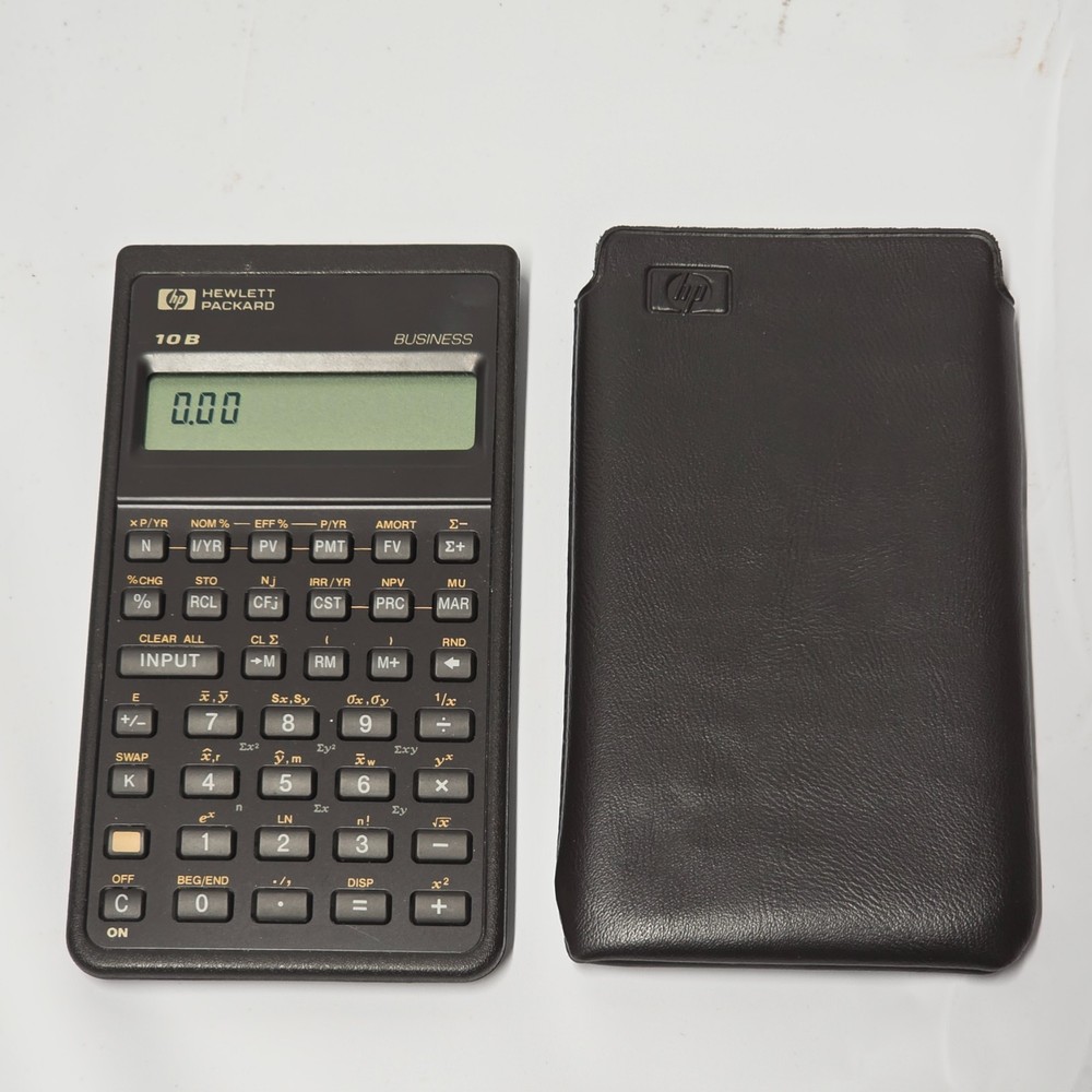 Hewlett Packard Business 10B Pocket Caculator with Case Works