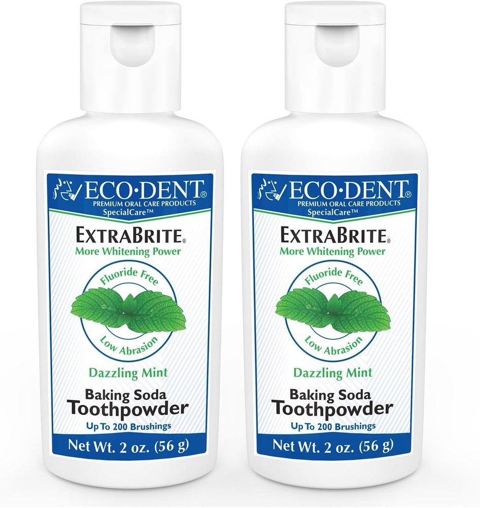 Eco-Dent ExtraBrite Baking Soda Tootowder, Mint - Fluoride-Free