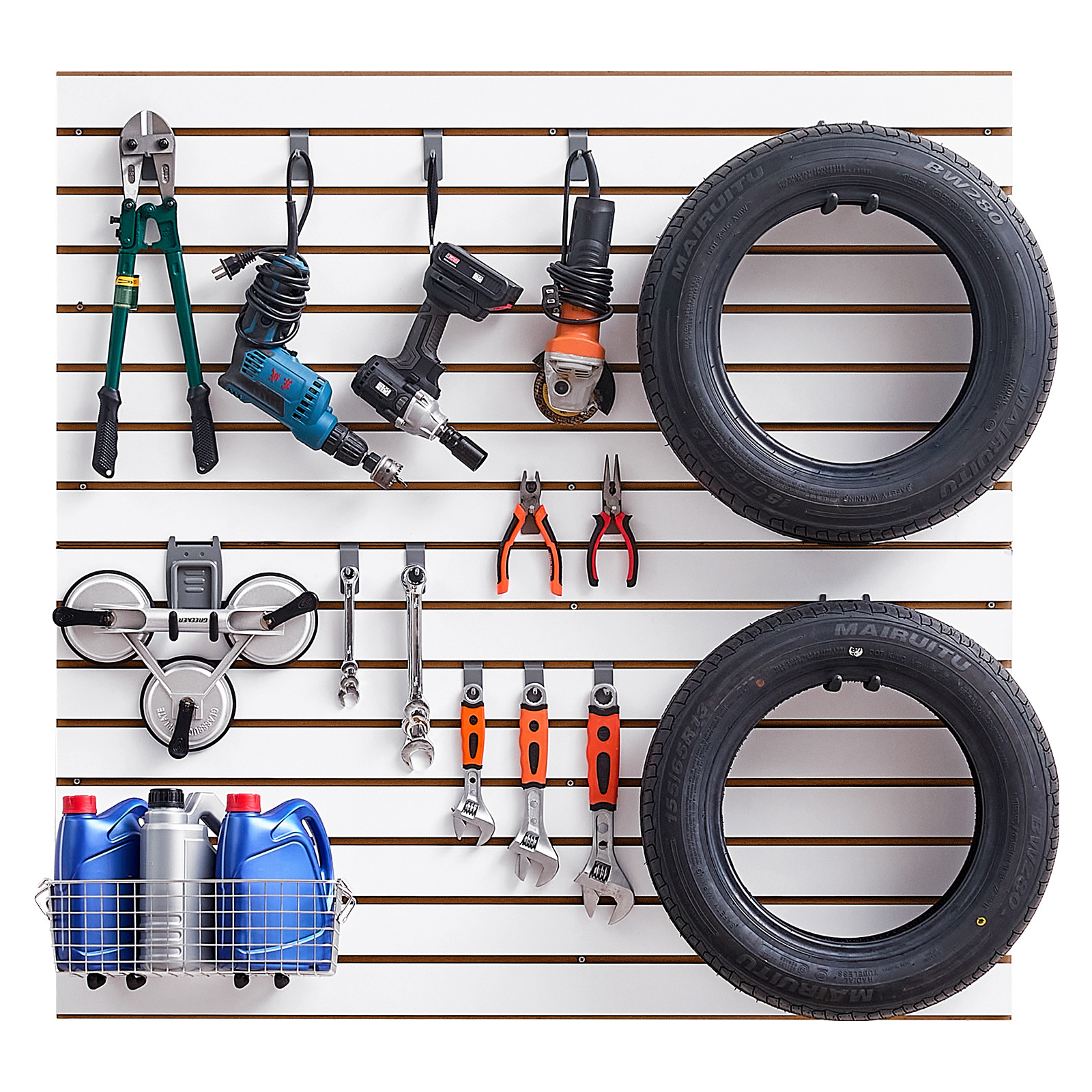 4 x 4 ft Slat Wall Paneling MDF White Garage Slatwall with Modular Design