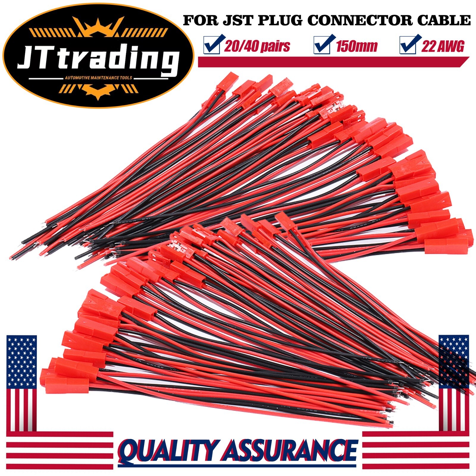 20/40 pairs for JST Plug Male &Female Connector 150mm Wire Cable RC Lipo Battery