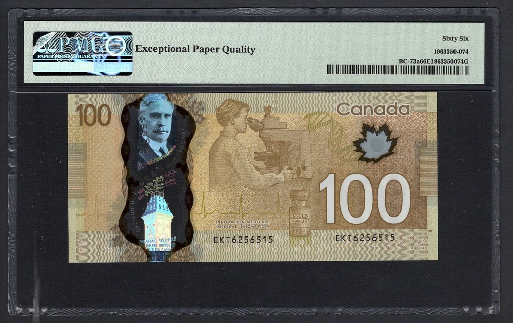 Canada 100 Dollars 2011 BC-73a Uncirculated Grade 66