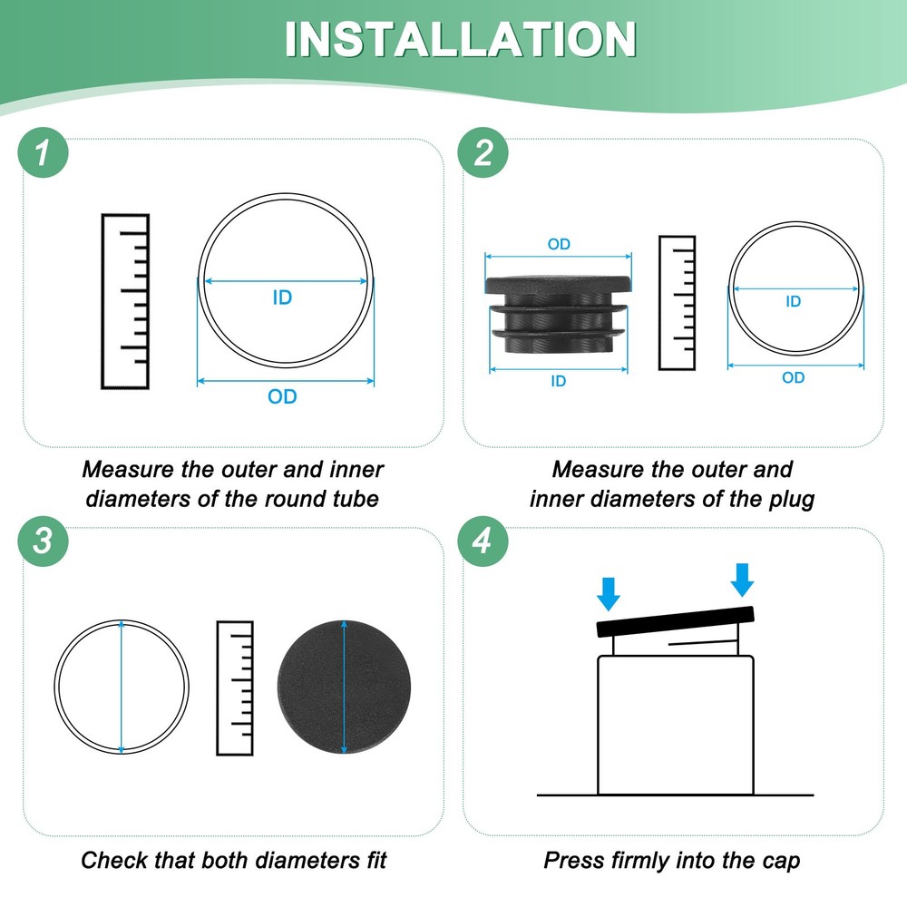 4Pcs 0.87"x0.87" Caster Insert with Thread, Square M8-1.25mm Thread