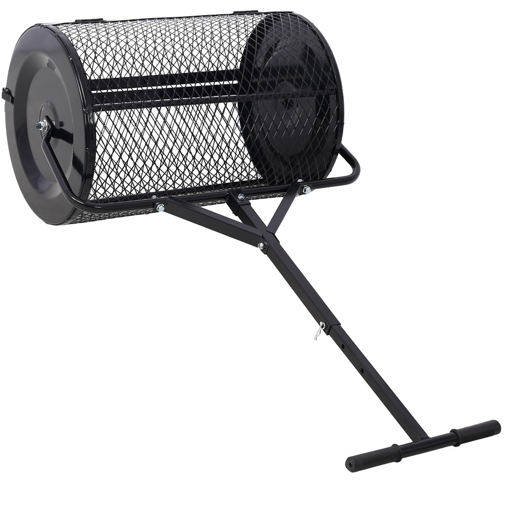 Heavy Duty 24in Peat Moss Compost Spreader T Handle Mesh Roller