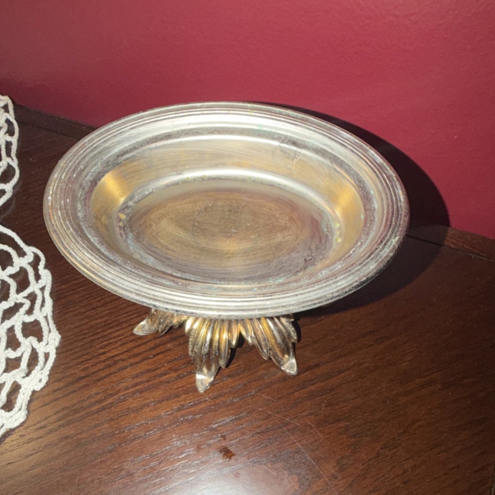 Silver Plated Decorative Bowl with Ornate Base