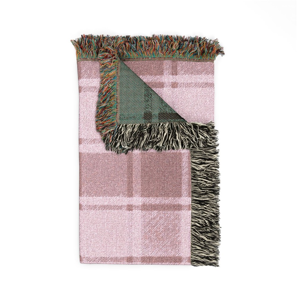 Plaid Pattern Woven Blanket | Pink or Green Check Throw