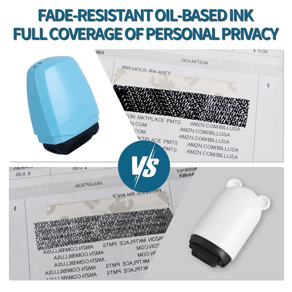 Identity Theft Protection Roller Stamp, Blue, HS-009