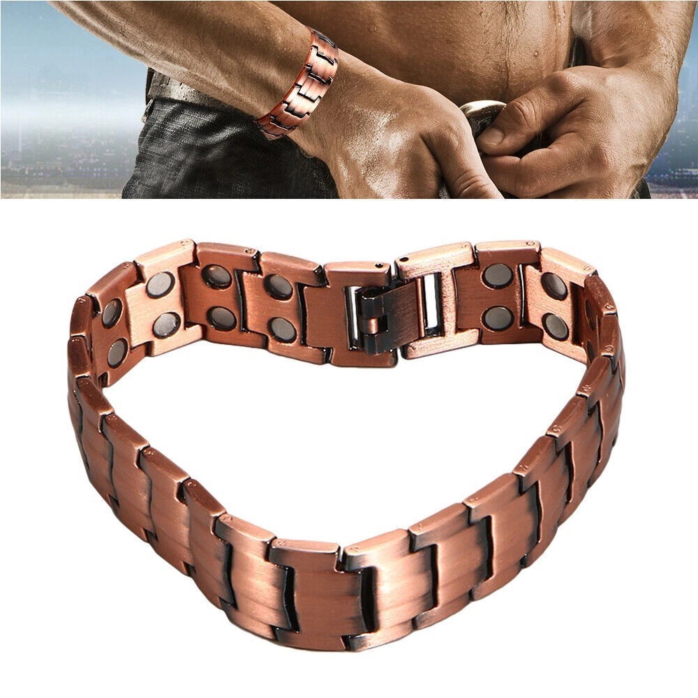 2 Pack Pure Copper Magnetic Bracelet Arthritis Pain Therapy Energy Cuff Bangle