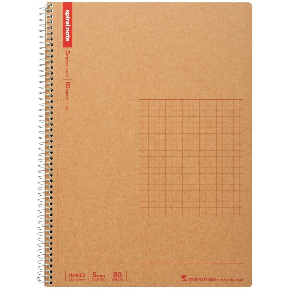 Maruman SPIRAL NOTE BASIC 7.44 x 9.92 inches (B5), 5mm-squared, 80 Sheets (N2...