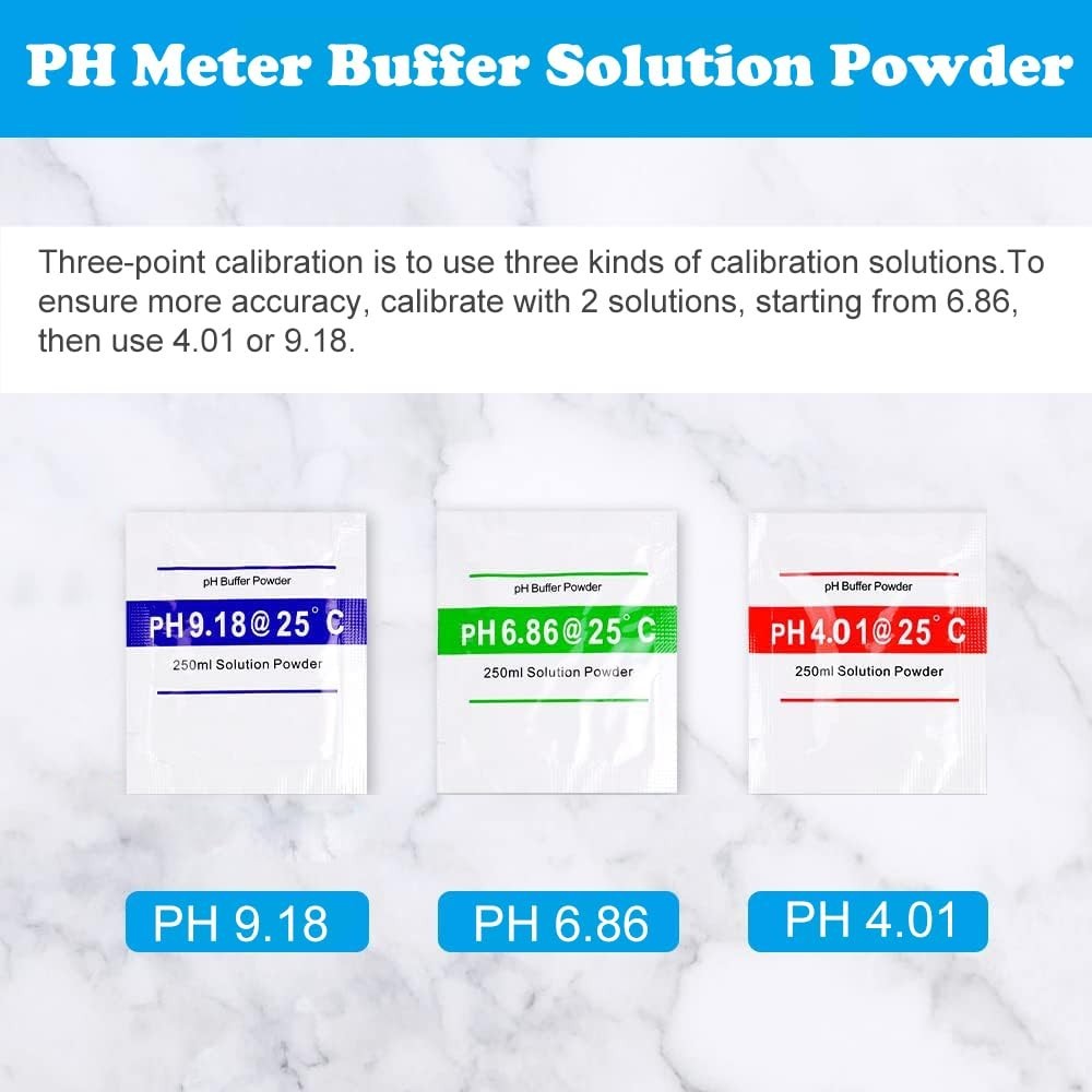Nynelly 15 Pack pH Meter Buffer Solution Powder 6.86, 4.01, 9.18 for...