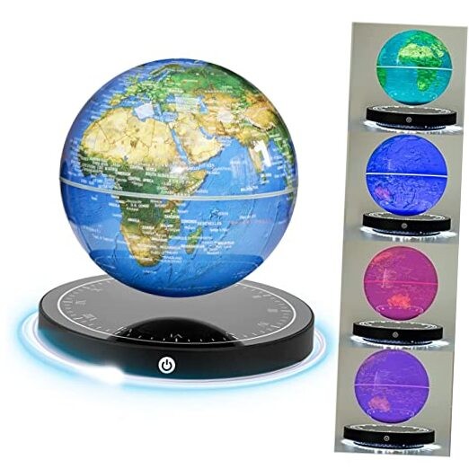 Floating Globe, Magnetic Levitating Globe with LED Light, 360° Rotating