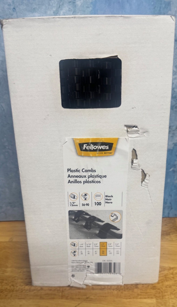fellows plastic combs 100 pack of 1/2" 12mm binding combs