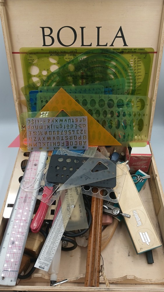Vintage Drafting Tool Lot Neptune Compass Set Geometry Tools 50+ Items