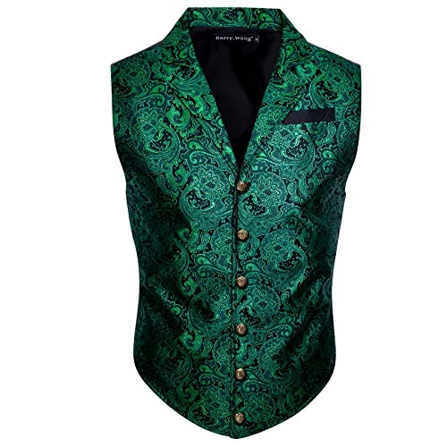 Mens Victorian Vest Steampunk Gothic Paisley X-Large Emerald Green Paisley a