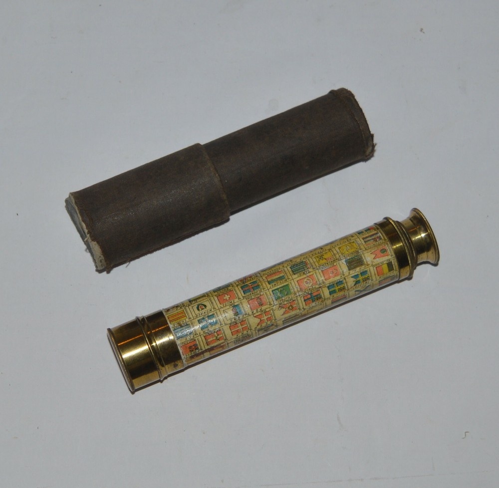 French flag panel pocket marine telescope in case.
