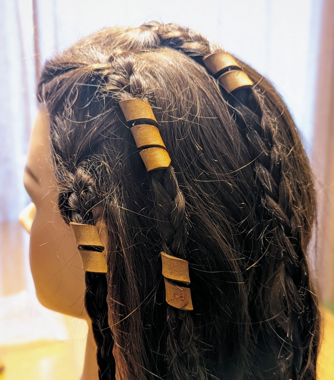 Leather Hair Dreads beads Beard Biker Dreadlocks Vicking Braiding Wrap Motorcycl