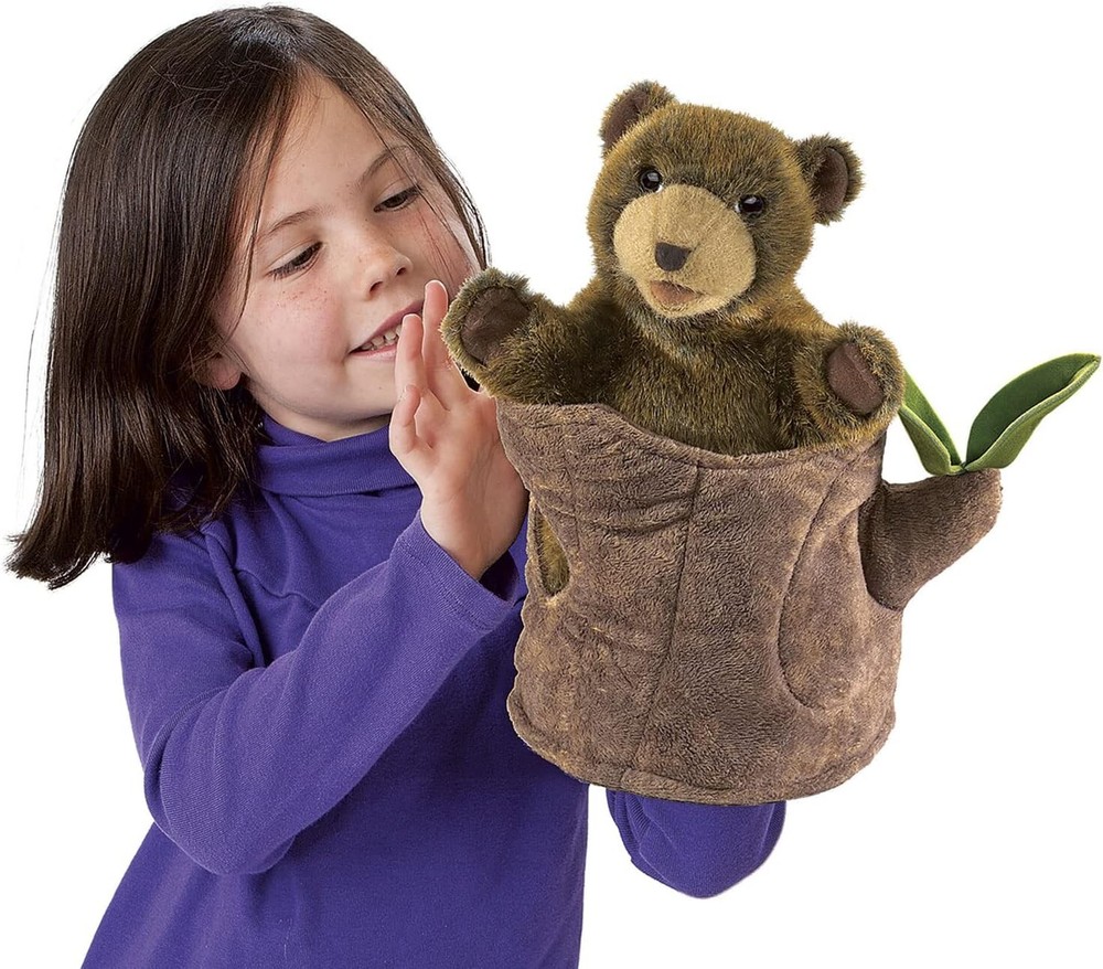 Folkmanis Bear in Tree Stump Hand Puppet