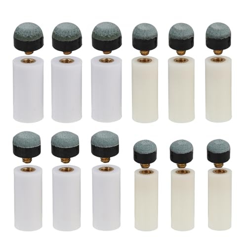 Multi-Size Screw-On Pool Cue Tips & Ferrules Kit - 12 Pack