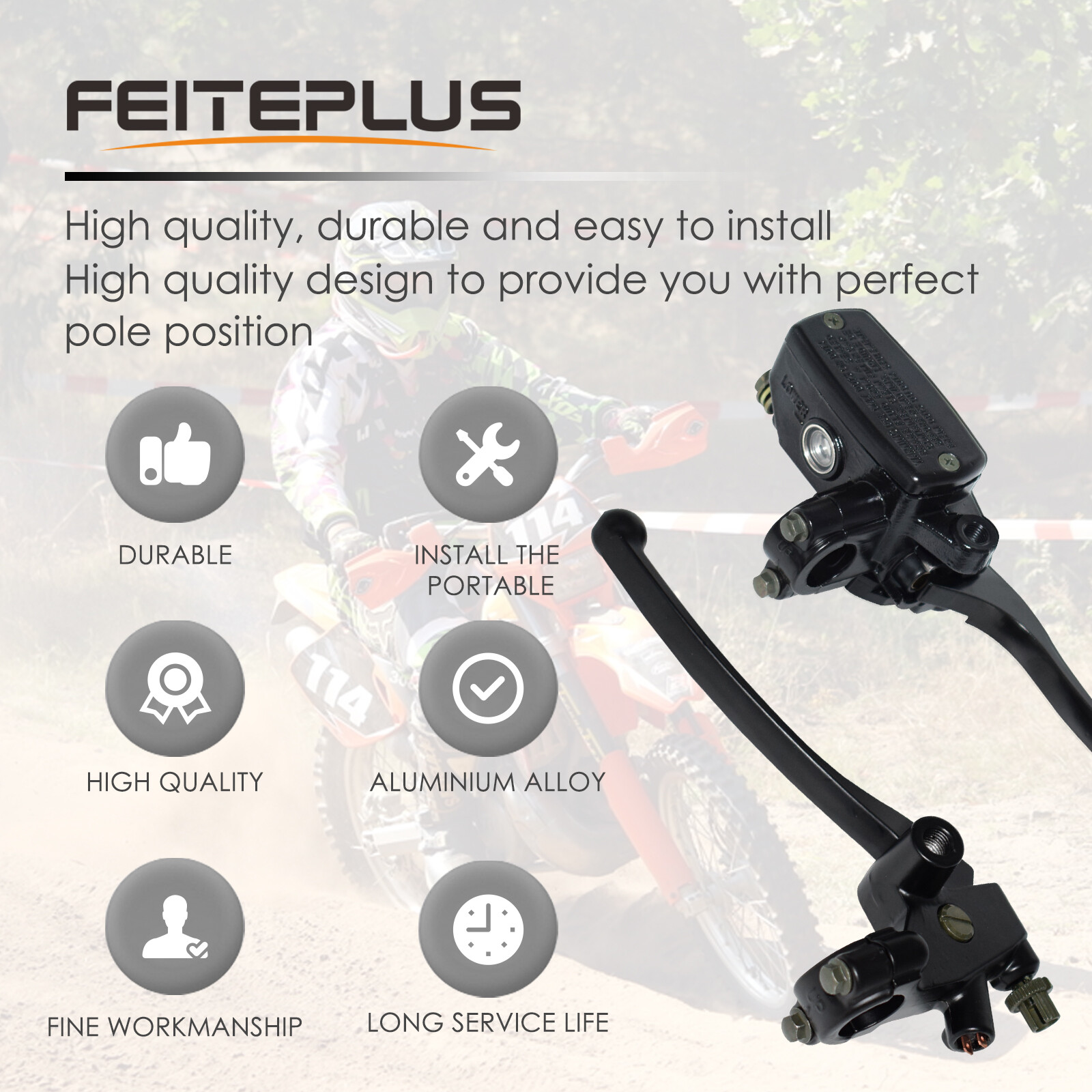 Motorcycle 7/8" Handlebar Hydraulic Brake Master Cylinder with Wire Clutch Lever