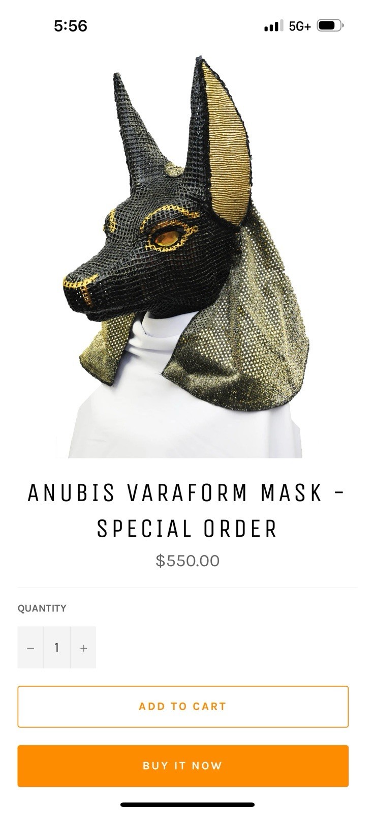 Anubis Varaform Mask Egyptian Gods