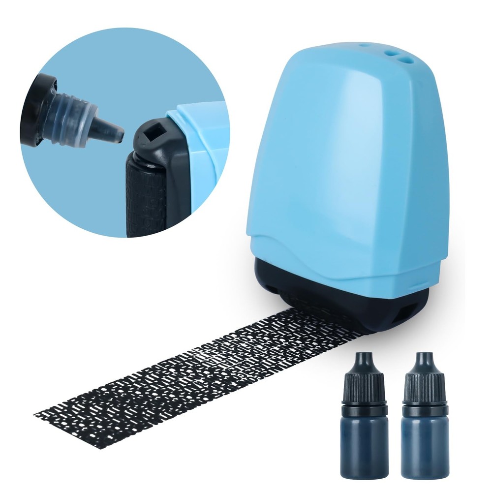 Identity Theft Protection Roller Stamp, Blue, HS-009