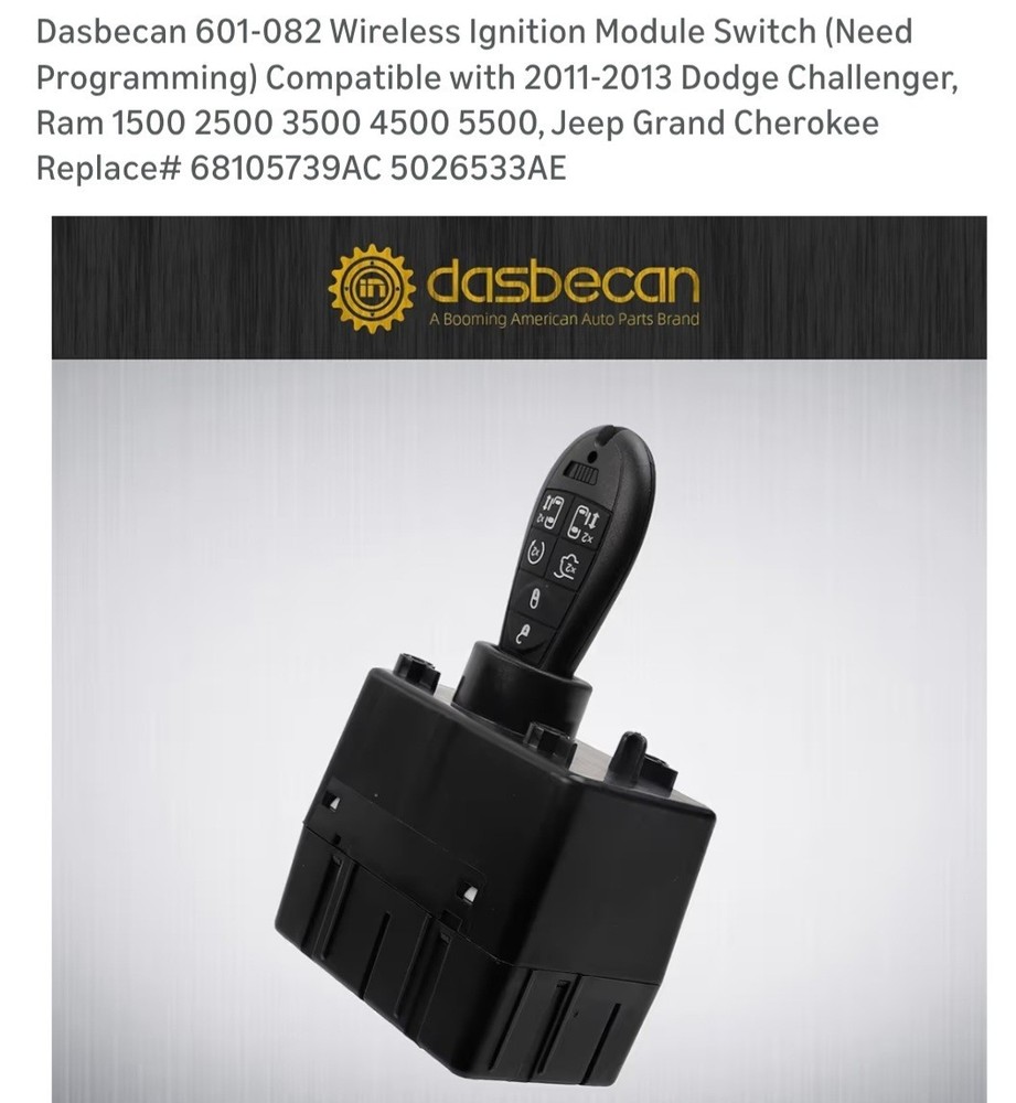 Dasbecan 601-082 Wireless Ignition Module. 2011-2013 Dodge,Ram,Jeep. open box