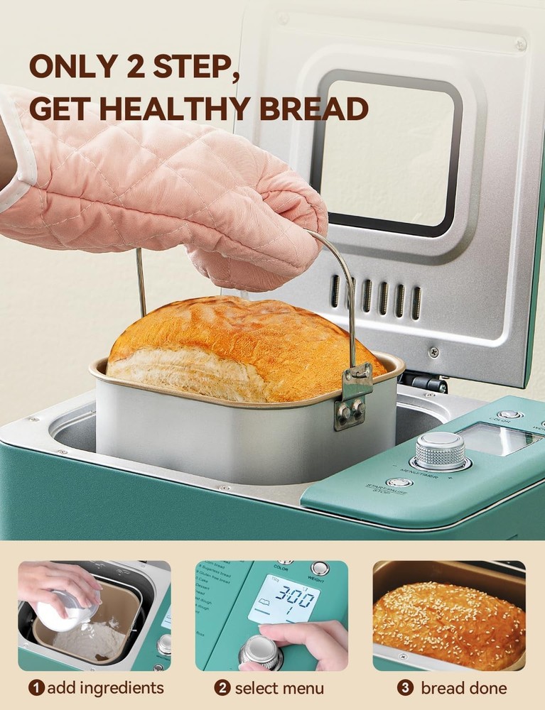 Bread Maker, 20-IN-1 2LB Bread Machine Dual Heater Bread Maker Machine